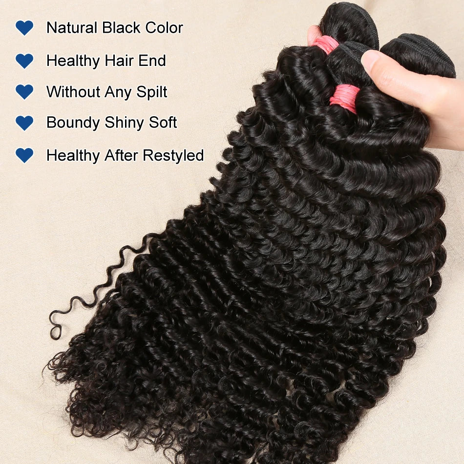 30 34Inch Burmese Curly Bundles Human Hair Extensions Sew In 100% Original Loose Deep Wave Bundles Double Weft Raw Hair Weaving