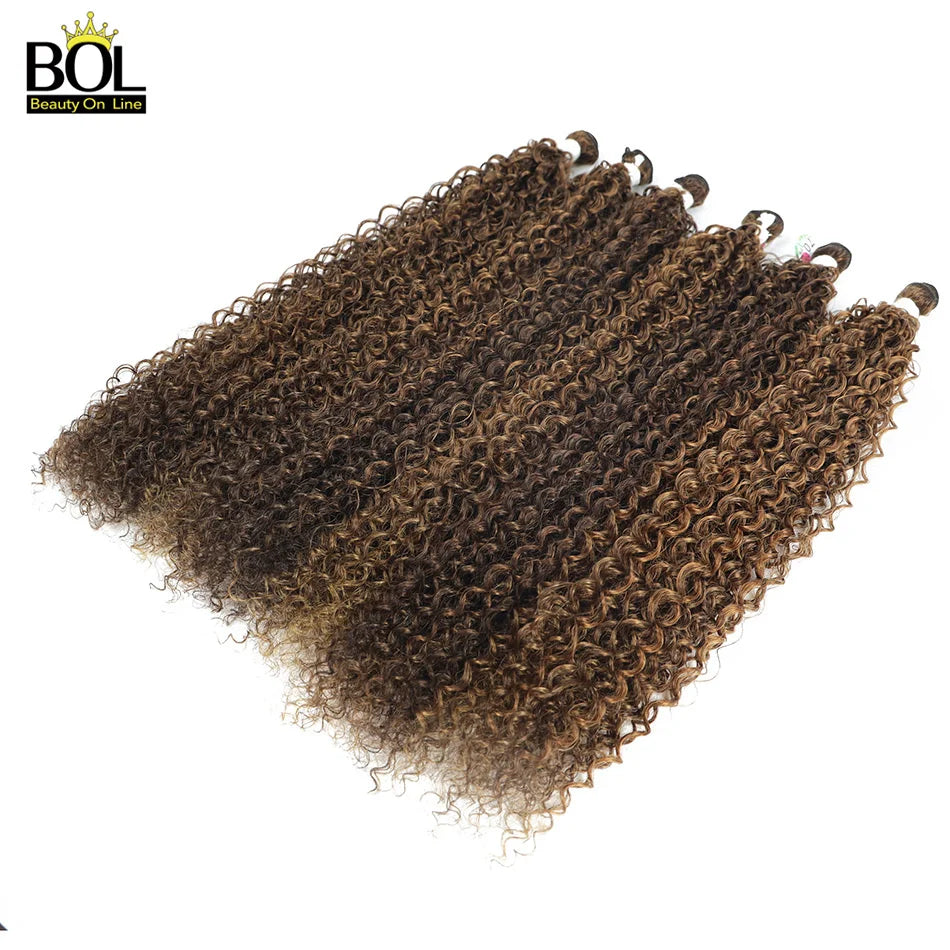 BOL Synthetic Kinky Curly Hair Extensions Long Jerry Curly Bundles Ombre Blonde Fake Crochet Hair For Women Heat Resistant Wave
