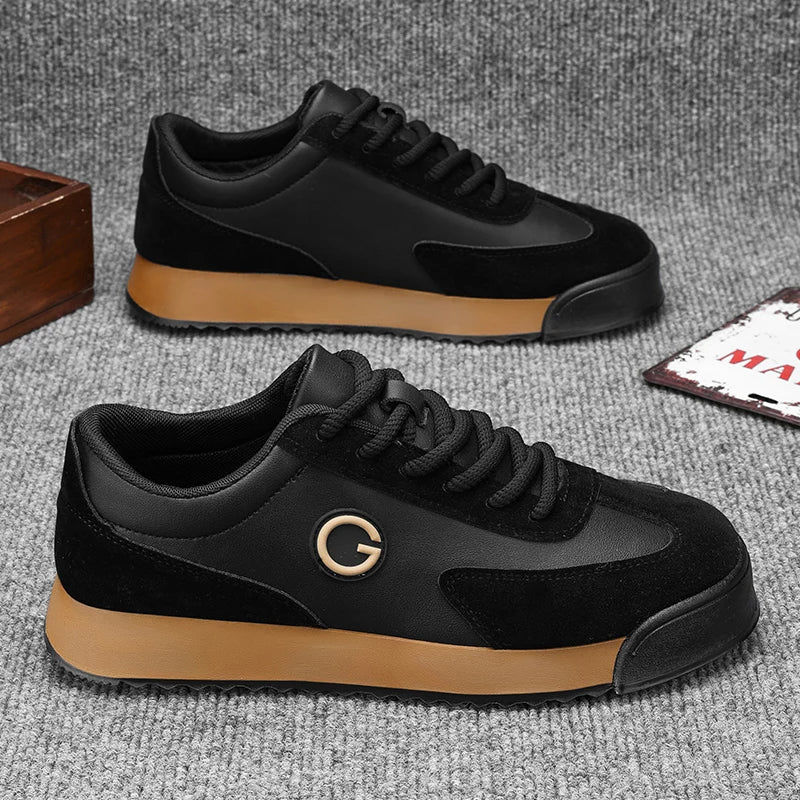 Classic Retro Black Sneakers Men Comfortable Suede Casual Shoes Men Luxury Brand Designer Shoes For Men Platform Flats Sneakers
