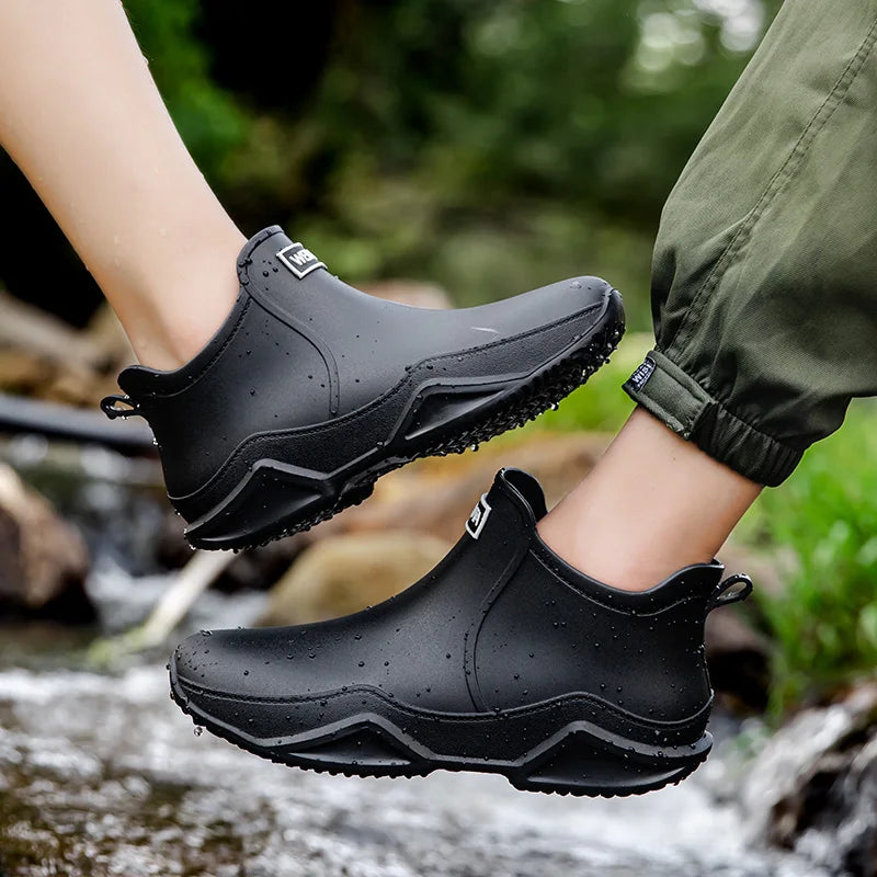 Fashion Couple's Outdoor Rain Boots New Men High Top Hiking Fishing Water Shoes Anti-slip Chef Work Ankle Boots Waterproof Shoes