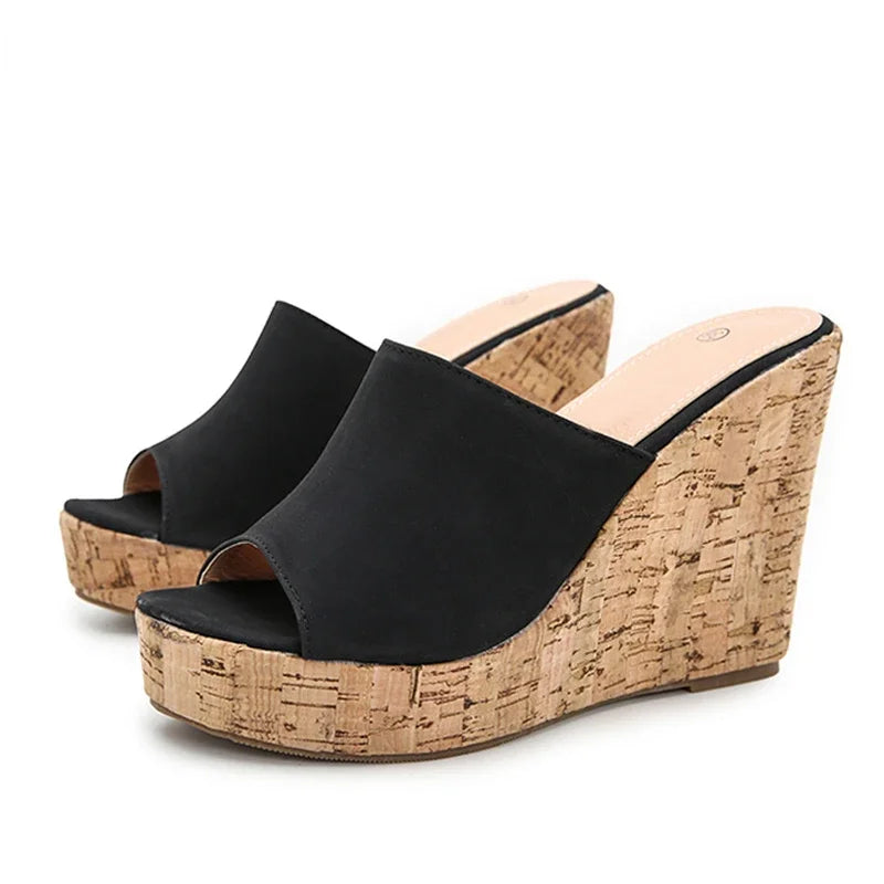 Comemore 2022 New Summer Woman Casual Platform Wedges Heels Slippers Fashion Open Toe Roman Women's Sandals Shoes Slides Mules