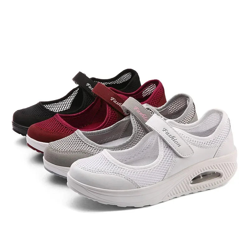 Women's Light Fashion Breathable Mesh Wedge Heels Shoes Casual Shoes Mesh Outdoor Sports Running Designer Sneakers 2024