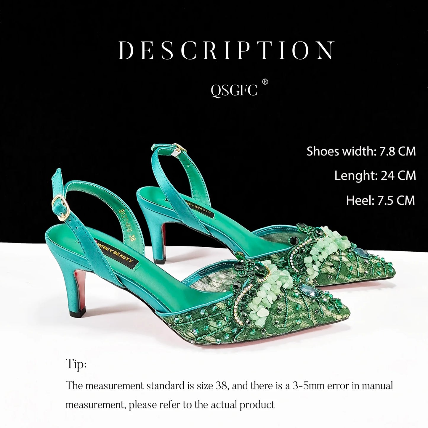 QSGFC Nigerian Style Elegant Women Heels Shoes And Bag Set Rhinestone with Coral Shoes Wedding Party