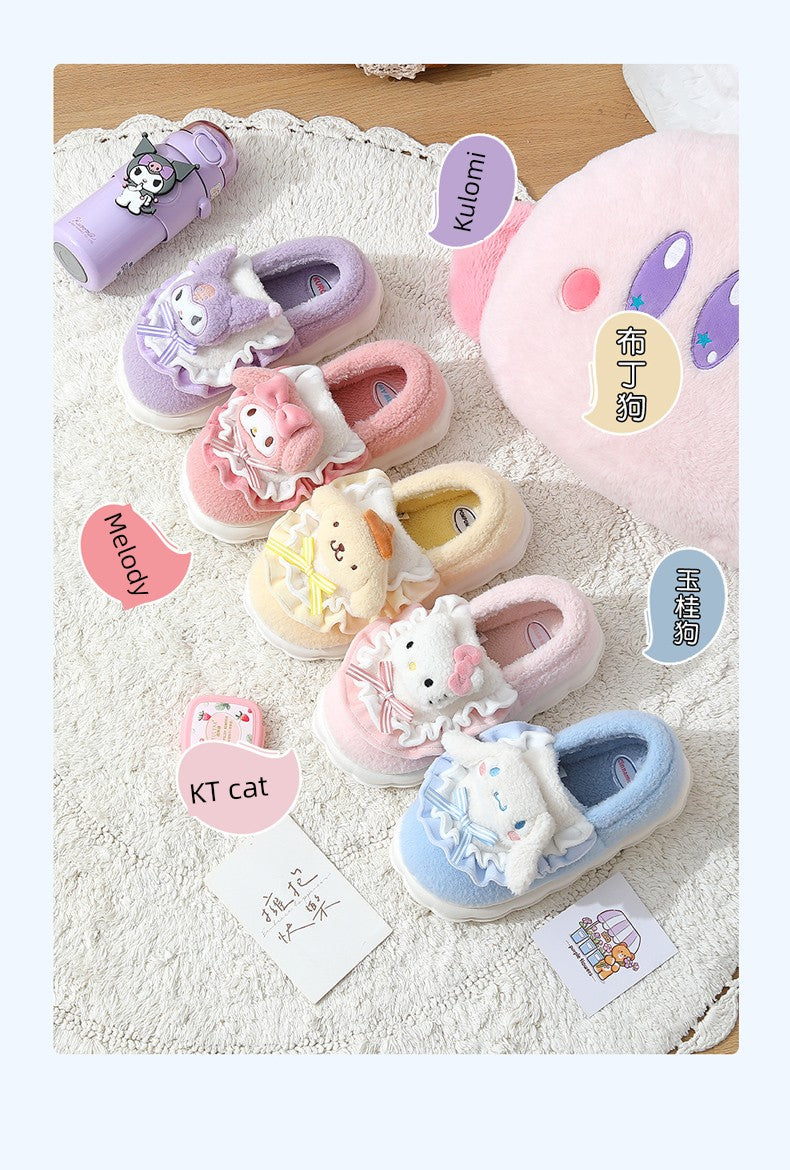 Thick Sole Clow M Bag Heel Cute Fleece-Lined Cotton Slippers
