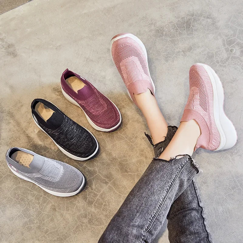 Women Orthopedic Walking Shoes Breathable Mesh Slip-On Sneakers Nursing Work Comfortable Casual Cushion Athletic Running Joggers