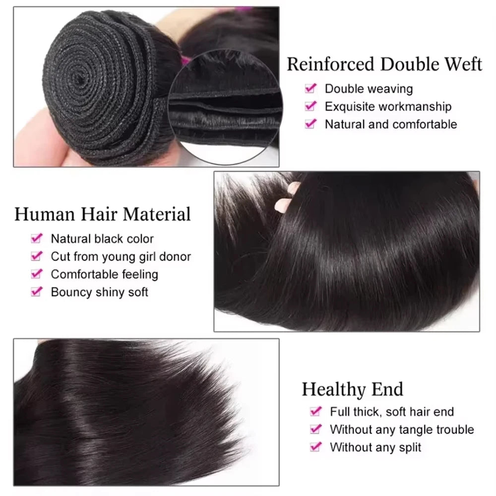 30 40 Inch Bone Straight 100% Bundles Deal Brazilian Virgin Human Hair 3 4 Bundles Raw Hair Extensions Natural Color Remy