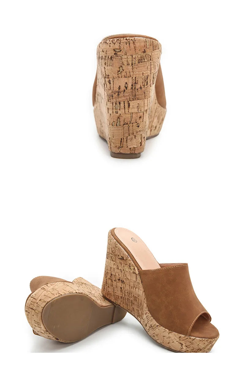 Comemore 2022 New Summer Woman Casual Platform Wedges Heels Slippers Fashion Open Toe Roman Women's Sandals Shoes Slides Mules