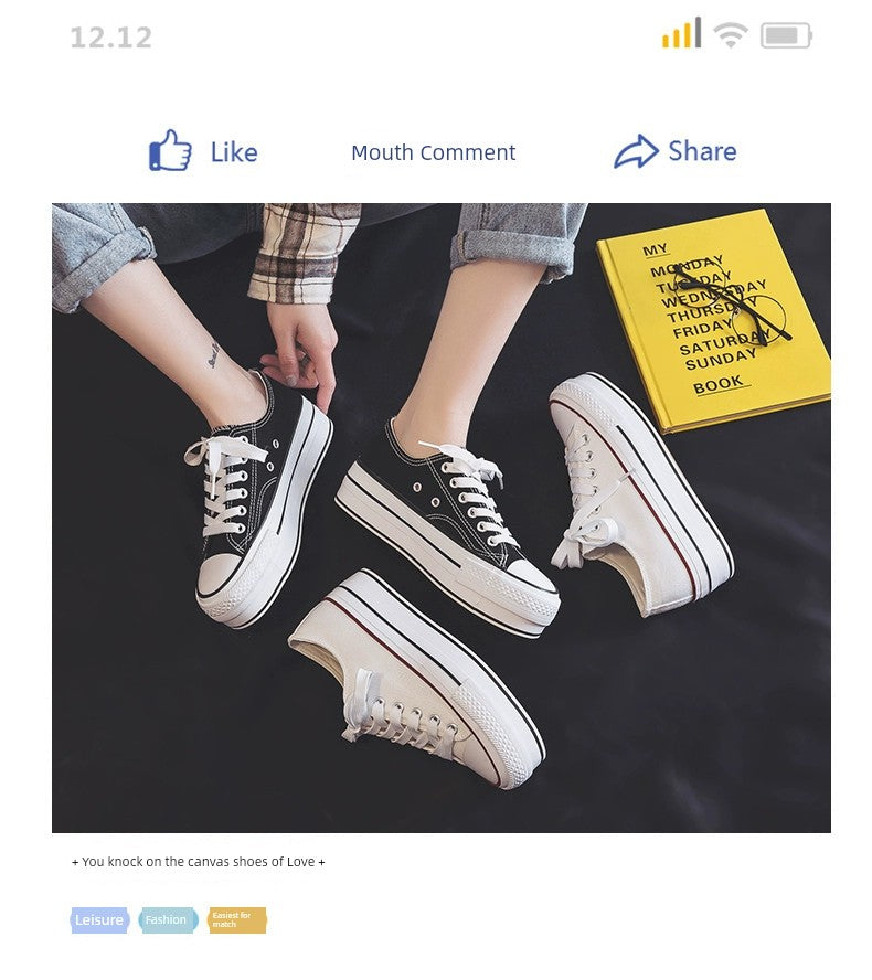 Ulzzang K-style Increased Student Casual White Shoes