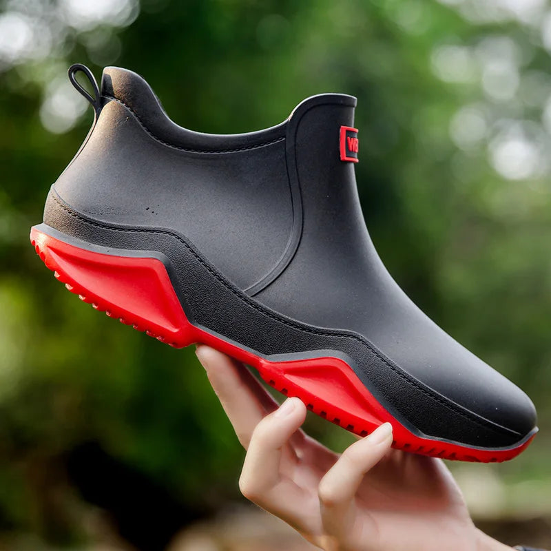 Fashion Couple's Outdoor Rain Boots New Men High Top Hiking Fishing Water Shoes Anti-slip Chef Work Ankle Boots Waterproof Shoes