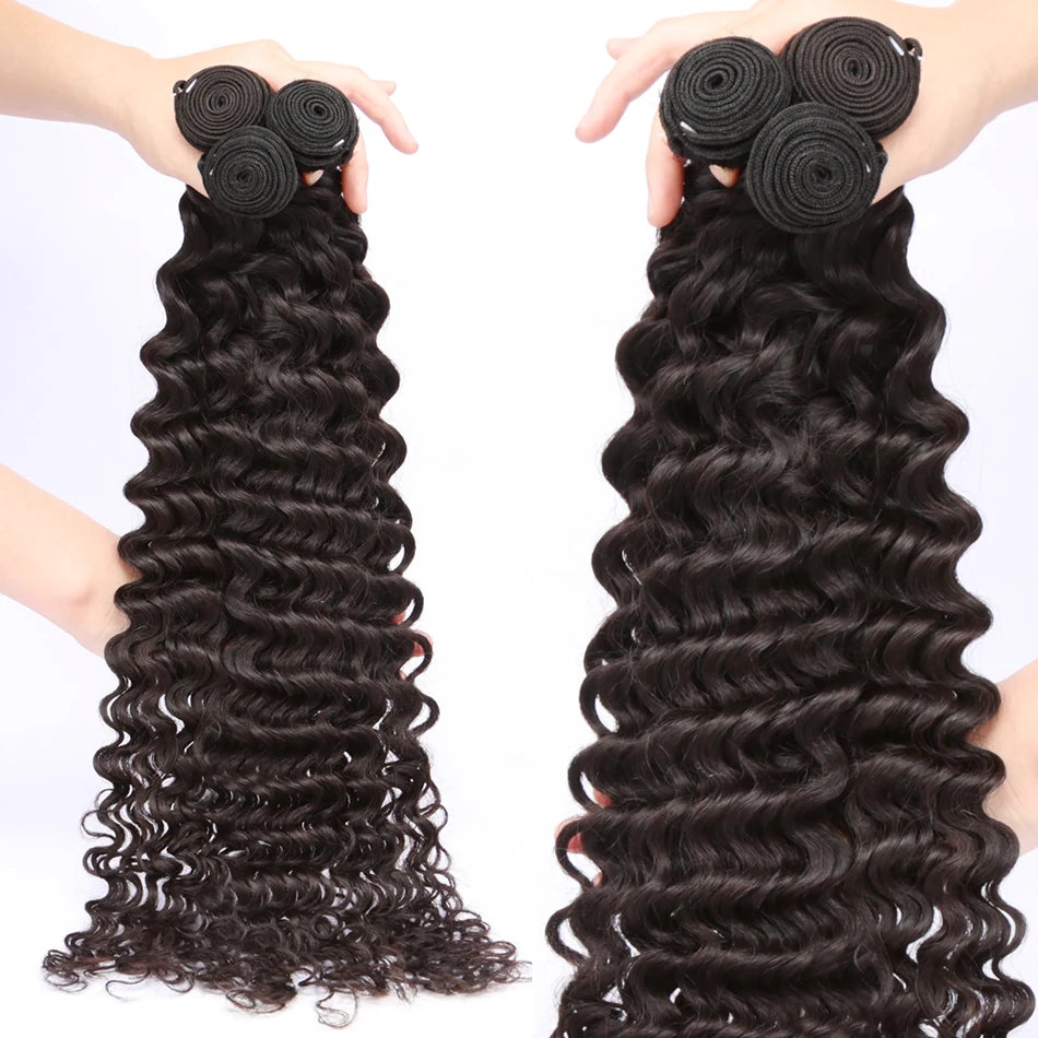 30 34Inch Burmese Curly Bundles Human Hair Extensions Sew In 100% Original Loose Deep Wave Bundles Double Weft Raw Hair Weaving