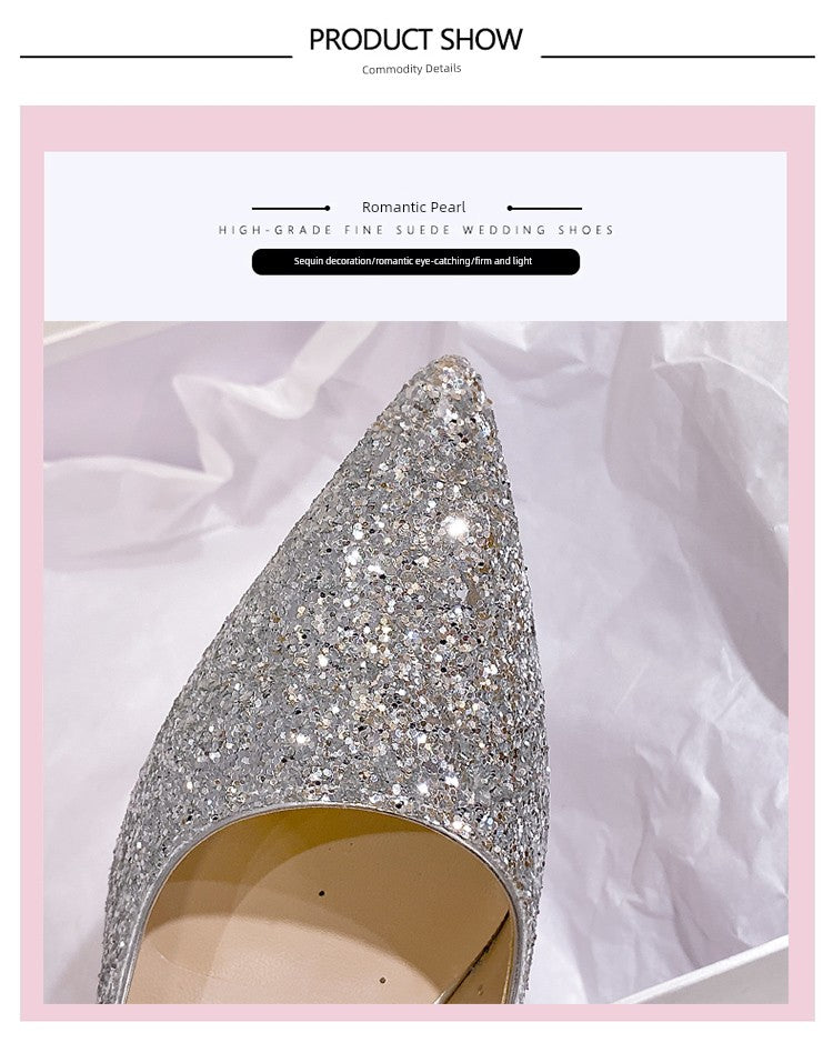 Stiletto Crystal Summer Two-Way French Wedding Shoes