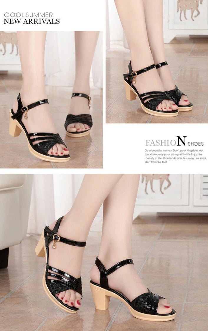 Shoes for Women 2024 Hot Sale Buckle Strap Women's Plus Size Sandals Fashion Peep Toe Dress Sandals Women New Heeled Sandals