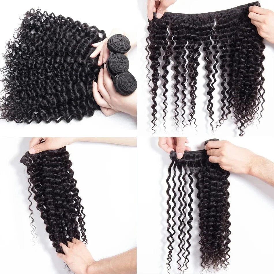 30 34Inch Burmese Curly Bundles Human Hair Extensions Sew In 100% Original Loose Deep Wave Bundles Double Weft Raw Hair Weaving