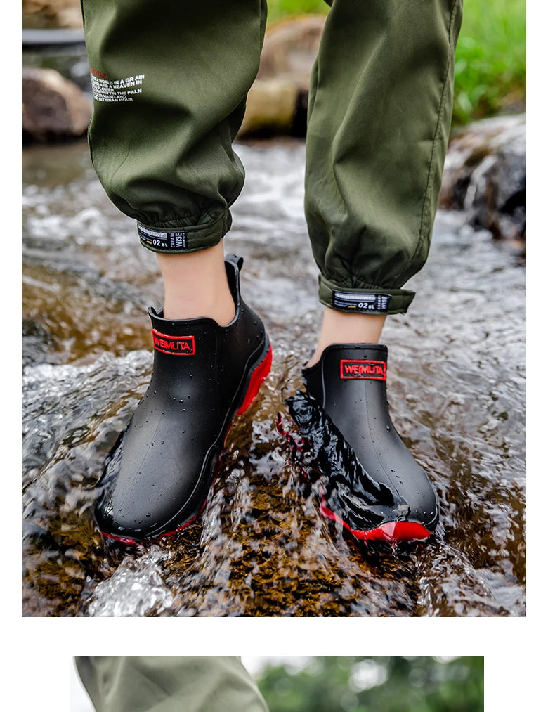 Fashion Couple's Outdoor Rain Boots New Men High Top Hiking Fishing Water Shoes Anti-slip Chef Work Ankle Boots Waterproof Shoes