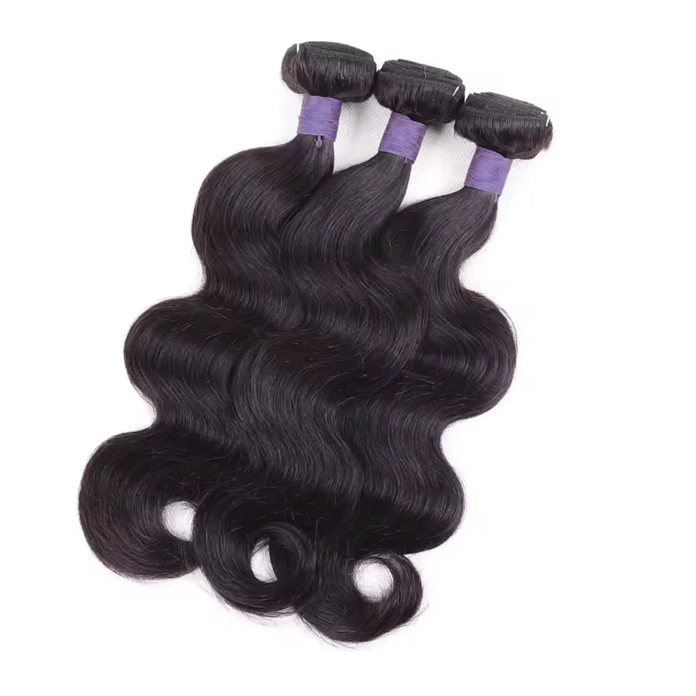 Body Wave Bundles Human Hair Brazilian Hair Weave Bundles 1/3/4 PCS 100% Human Hair Extensions Natural Black Colored For Women