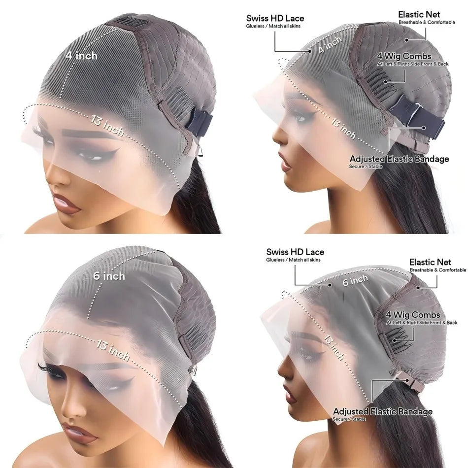 220 Density 13x6 straight Lace Front Human Hair Wigs Pre Plucked 40 Inch Loose 13x4 Hd Lace Frontal Wig Brazilian Hair For Women