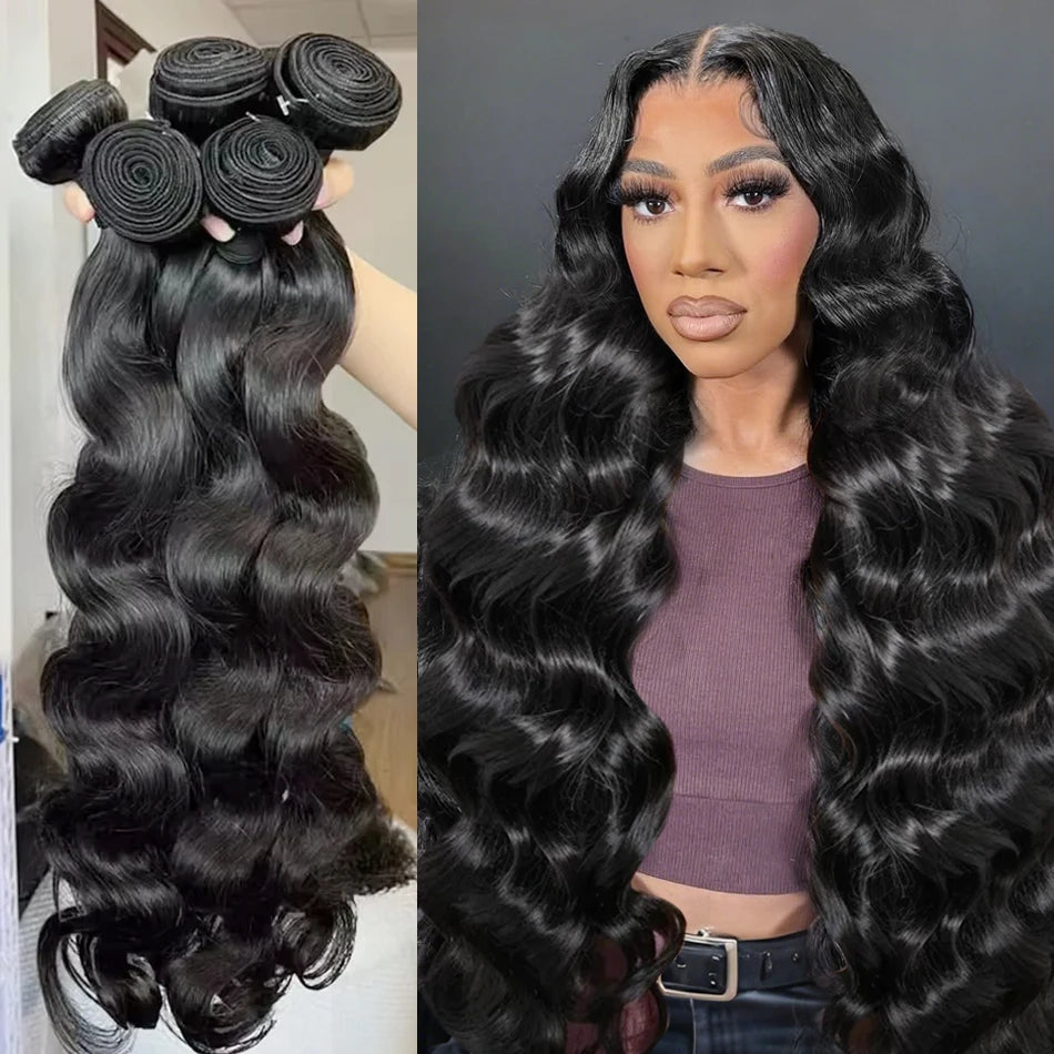 Linktowig Body Wave Bundles Human Hair 30 Inch Water Wave Human Hair Bundles Brazilian Raw Hair Bundles Human Hair Extensions