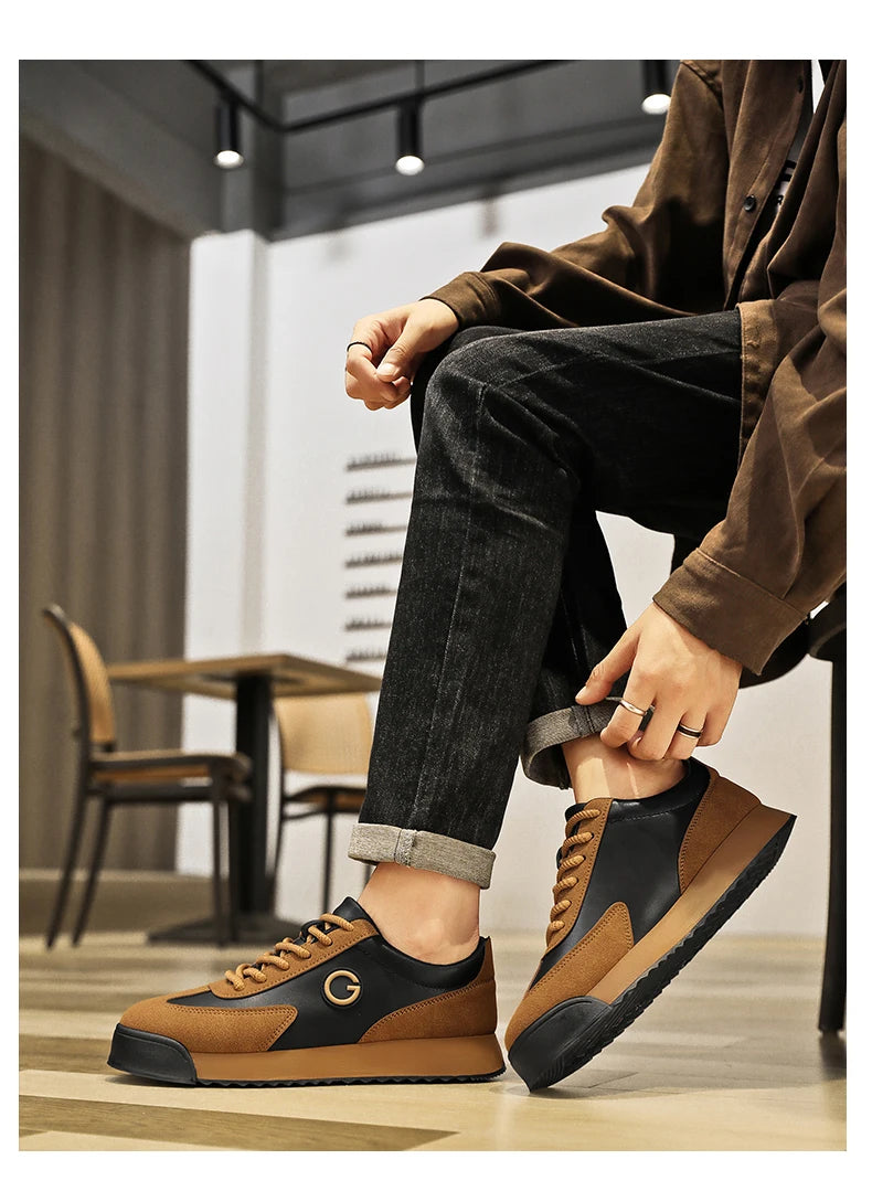 Classic Retro Black Sneakers Men Comfortable Suede Casual Shoes Men Luxury Brand Designer Shoes For Men Platform Flats Sneakers