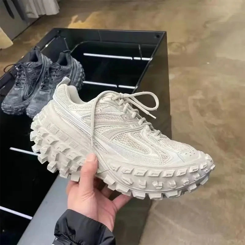 Woman Shoes Old Dad Tire Thick Bottom Sneakers Women outdoors Platform Increase Shoes For Women Leather Women Casual Sneakers