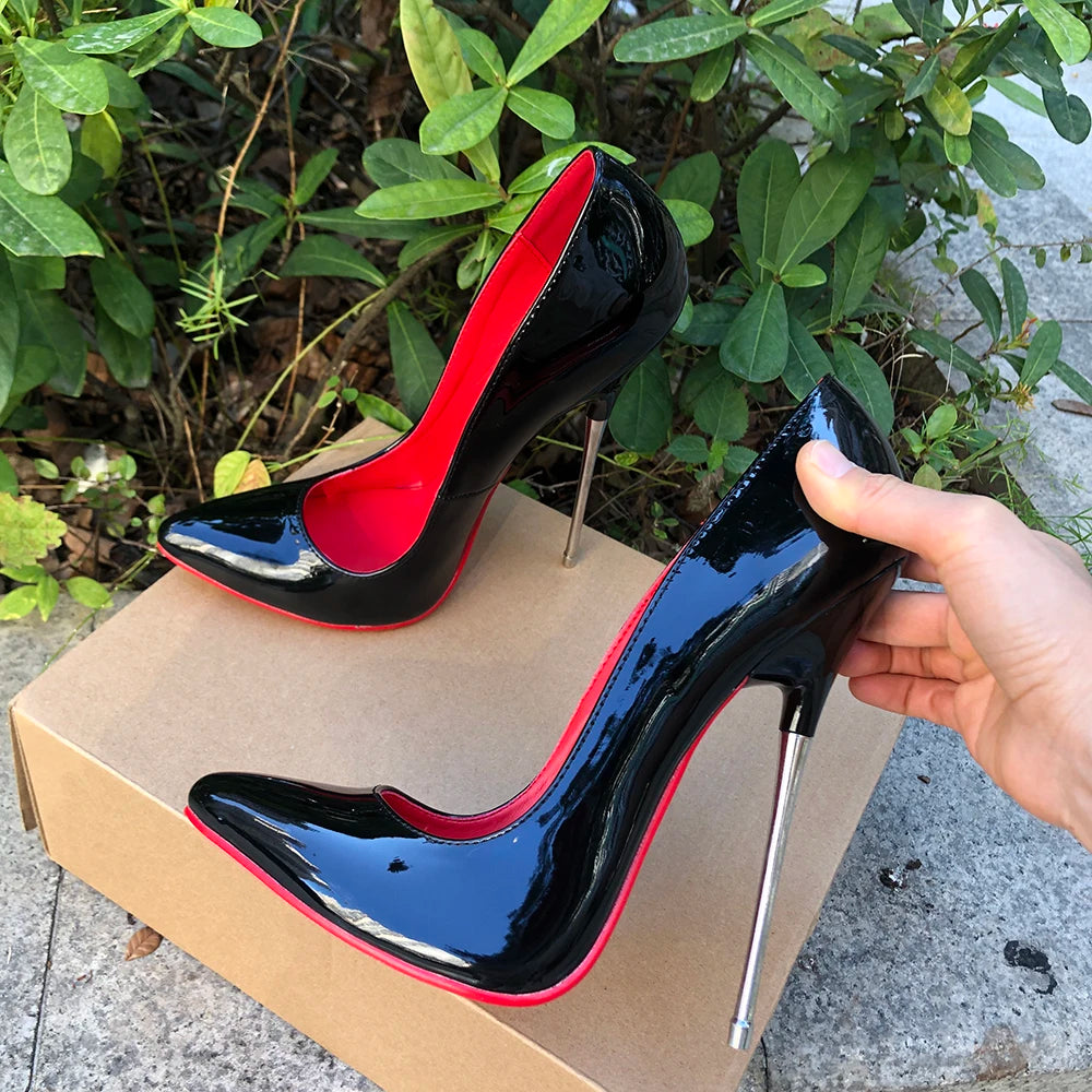 Customize 16cm Extreme Metal High Heels Stilettos Sexy Women Solid Black Red inside Pumps Party Unisex Man Shoes Crossdresser