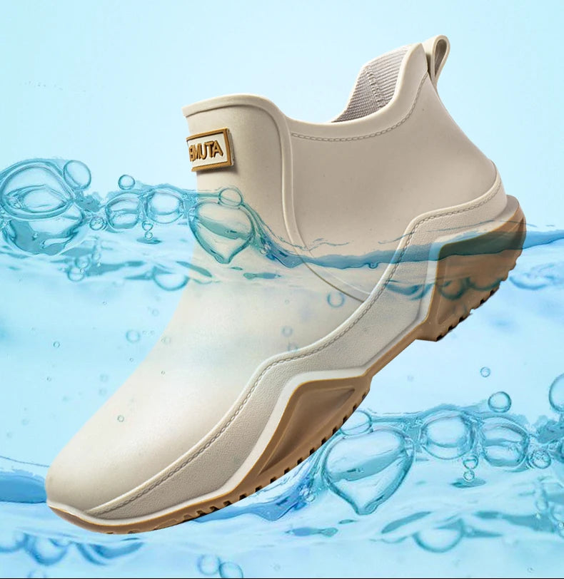 Fashion Couple's Outdoor Rain Boots New Men High Top Hiking Fishing Water Shoes Anti-slip Chef Work Ankle Boots Waterproof Shoes