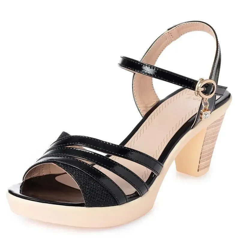 Shoes for Women 2024 Hot Sale Buckle Strap Women's Plus Size Sandals Fashion Peep Toe Dress Sandals Women New Heeled Sandals