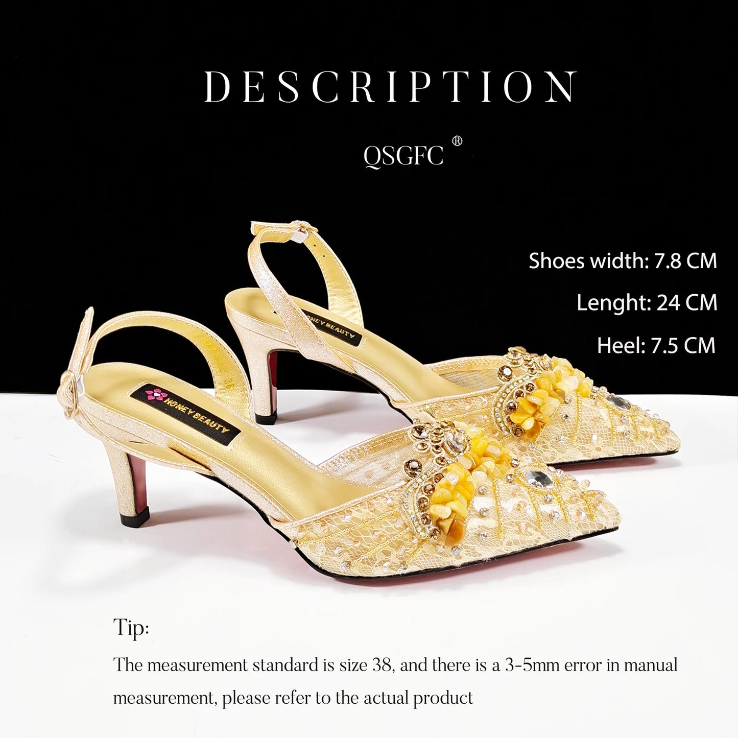 QSGFC Nigerian Style Elegant Women Heels Shoes And Bag Set Rhinestone with Coral Shoes Wedding Party
