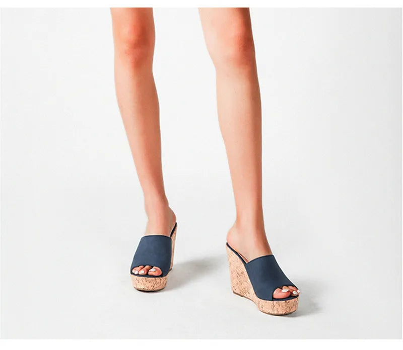 Comemore 2022 New Summer Woman Casual Platform Wedges Heels Slippers Fashion Open Toe Roman Women's Sandals Shoes Slides Mules