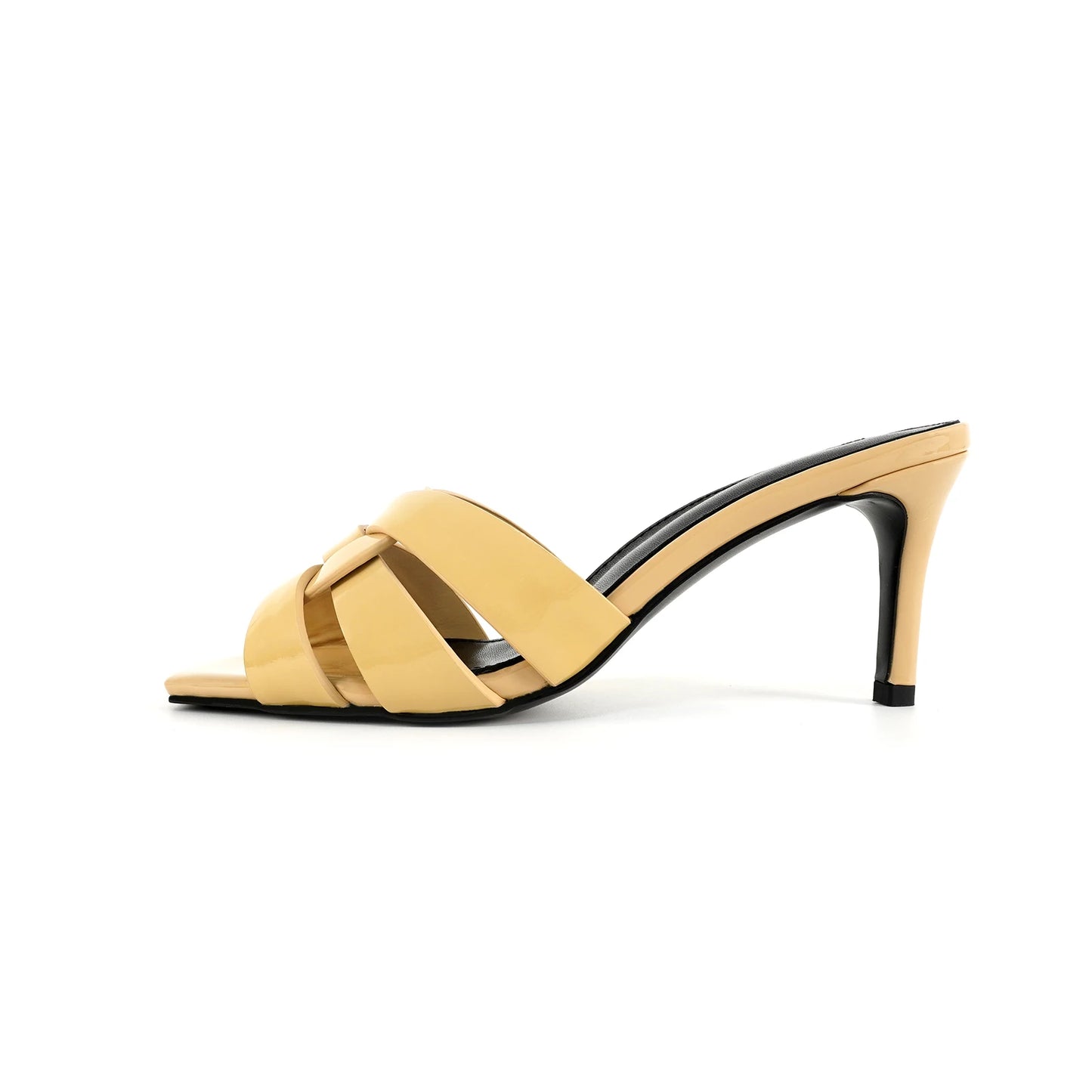 Summer Women's Slippers Plus Size 35-44 Fashion High Heels Leather Open Toe Square Party Shoes Elegant Slim Heels Women's Shoes