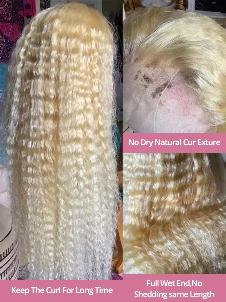 30 40 Inch 613 Honey Blonde Curly 13x6 HD Lace Frontal Human Hair Wigs Loose Deep Wave Brazilian Colored Wig For Women 200%