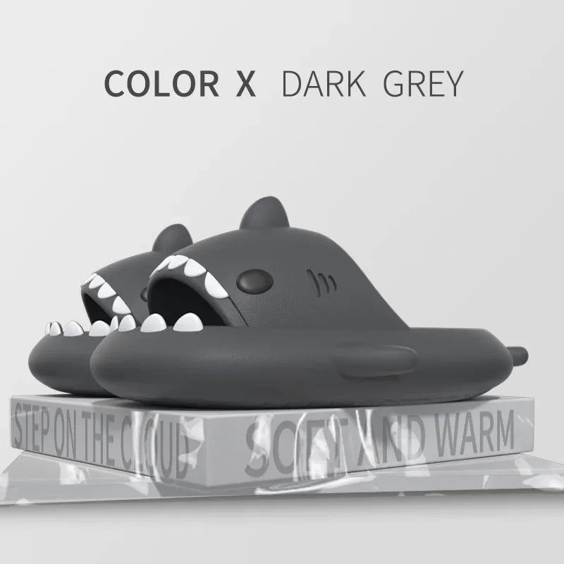 New summer cute shark slippers men's and women's same shower home non-slip flats casual outdoor children's slippers sandals