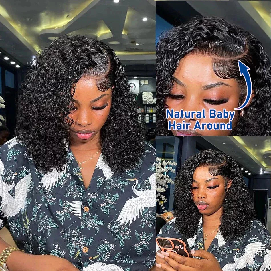 Brazilian Short Bob Jerry Curly Human Hair Wigs 13x4 Lace Front Human Hair Wigs Deep Wave Short Bob Wigs Pixie Cut Wig For Women