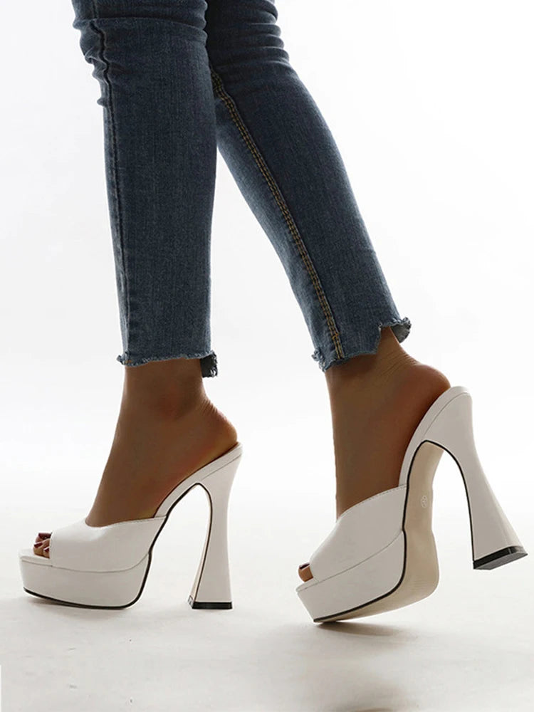 Eilyken Designer Platform Extreme High Heels Women Slippers Peep Toe Banquet Shoes Summer Zapatillas De Mujer