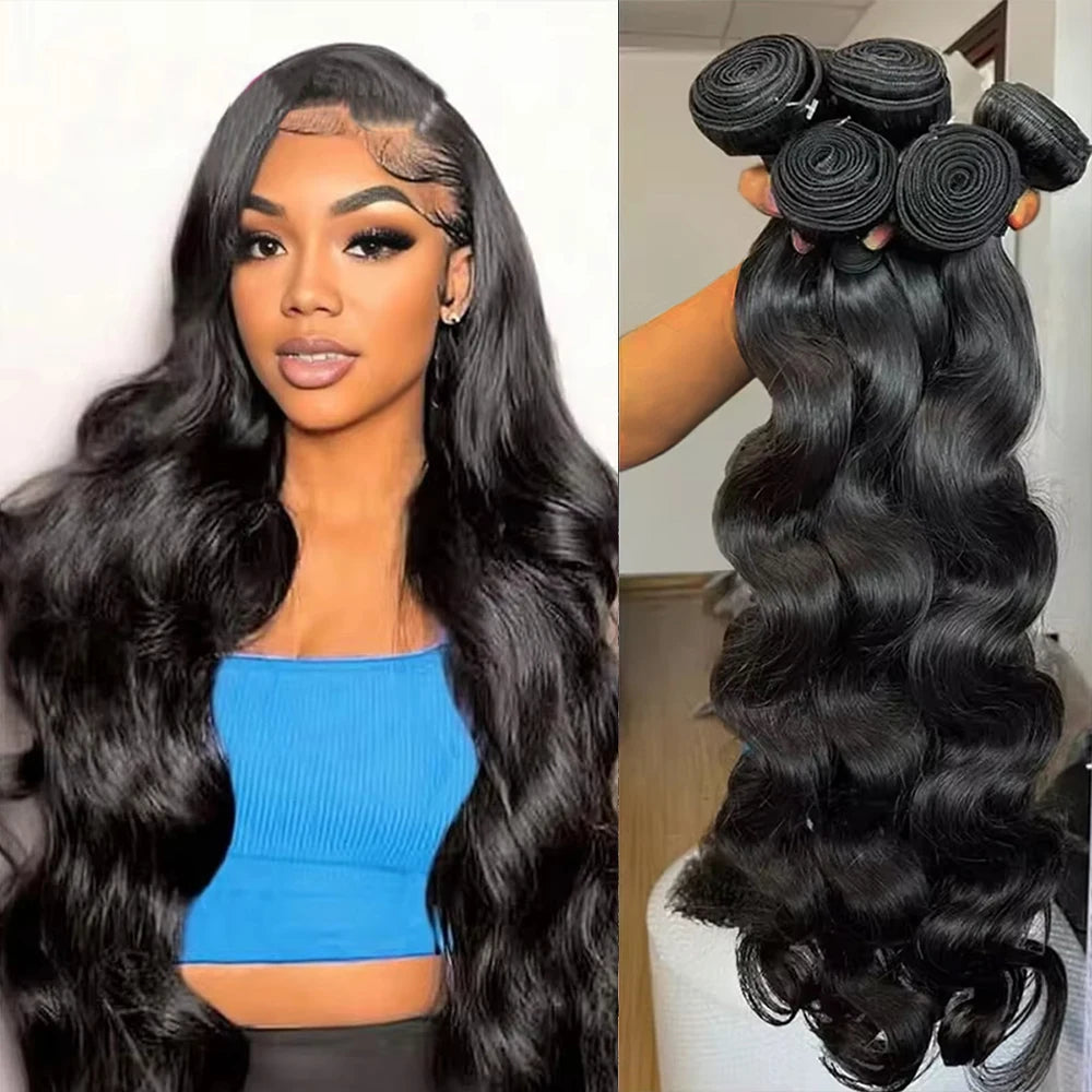 22 24 26 28 Inch Body Wave Bundles 100% Human Hair Extensions Brazilian Water Wavy Virgin Weft Hair Weaving