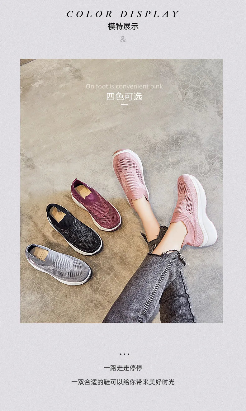 Women Orthopedic Walking Shoes Breathable Mesh Slip-On Sneakers Nursing Work Comfortable Casual Cushion Athletic Running Joggers