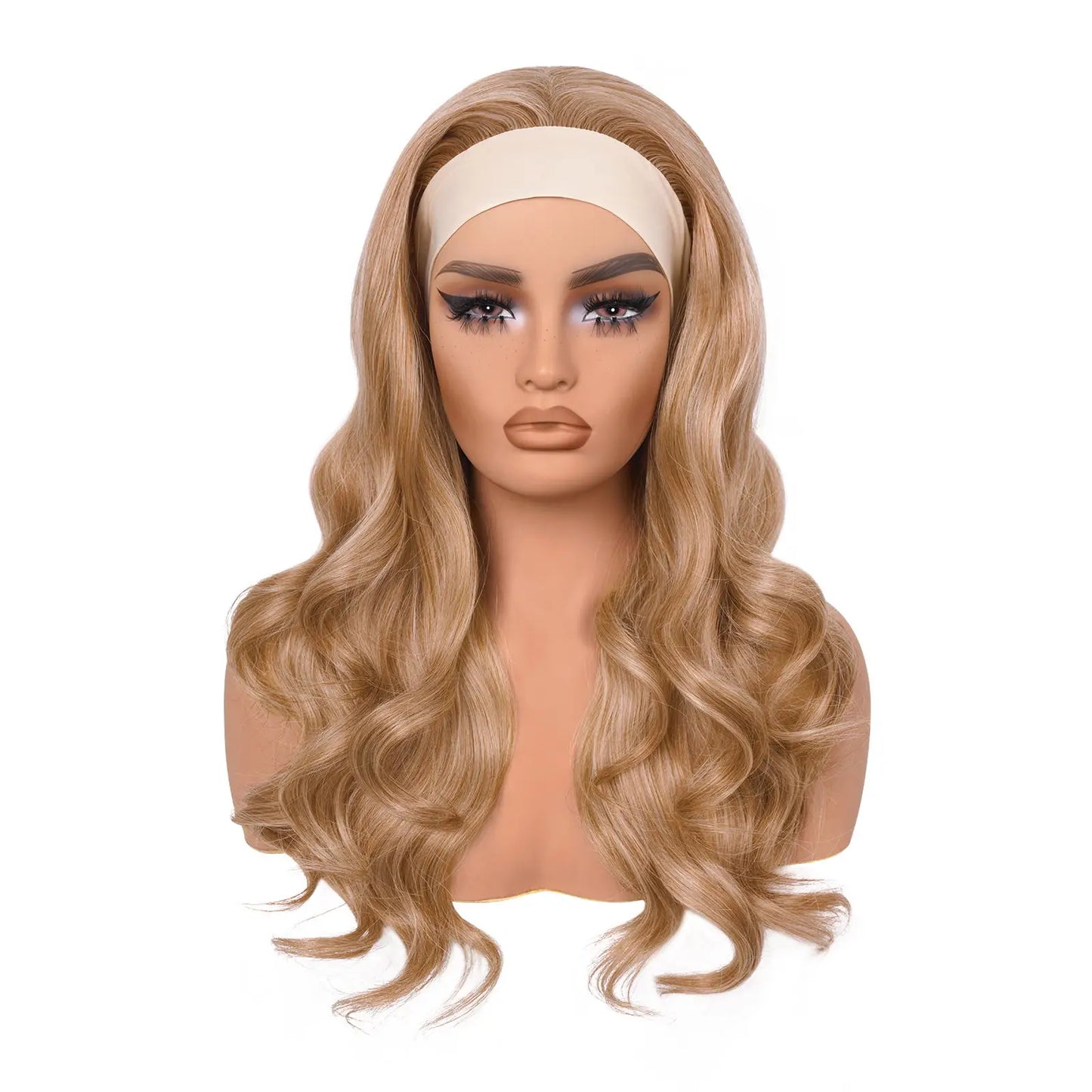 Natural Black Yaki Body Wave Headband Wigs for Black Women 20 Inch Wear & Go Glueless Body Wave Synthetic Hair Wig with Headband