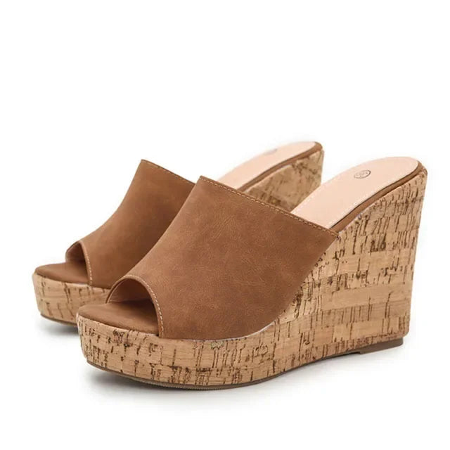 Comemore 2022 New Summer Woman Casual Platform Wedges Heels Slippers Fashion Open Toe Roman Women's Sandals Shoes Slides Mules