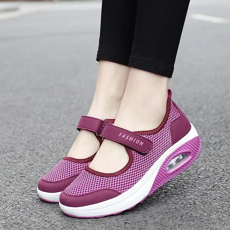 Women's Light Fashion Breathable Mesh Wedge Heels Shoes Casual Shoes Mesh Outdoor Sports Running Designer Sneakers 2024