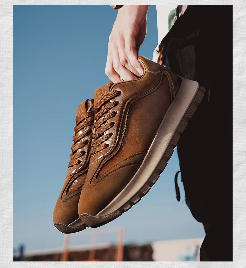 Trendy Men Shoes All Seasons Leather Casual Sneakers Korean Style Fashion Running Shoes Non-slip Wear-resistant Mens Sports Shoe