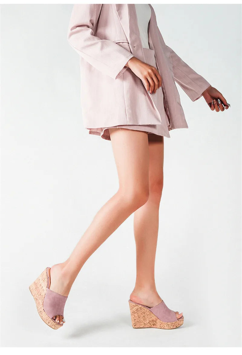 Comemore 2022 New Summer Woman Casual Platform Wedges Heels Slippers Fashion Open Toe Roman Women's Sandals Shoes Slides Mules