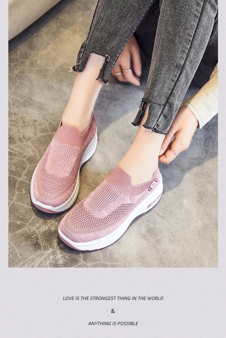 Women Orthopedic Walking Shoes Breathable Mesh Slip-On Sneakers Nursing Work Comfortable Casual Cushion Athletic Running Joggers