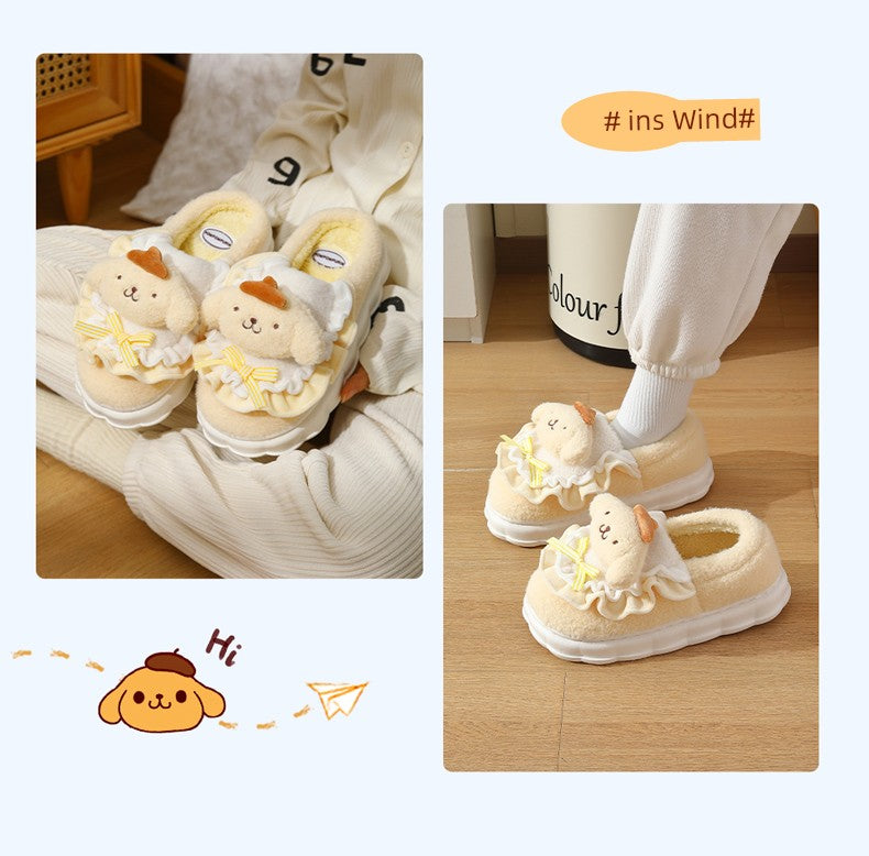 Thick Sole Clow M Bag Heel Cute Fleece-Lined Cotton Slippers
