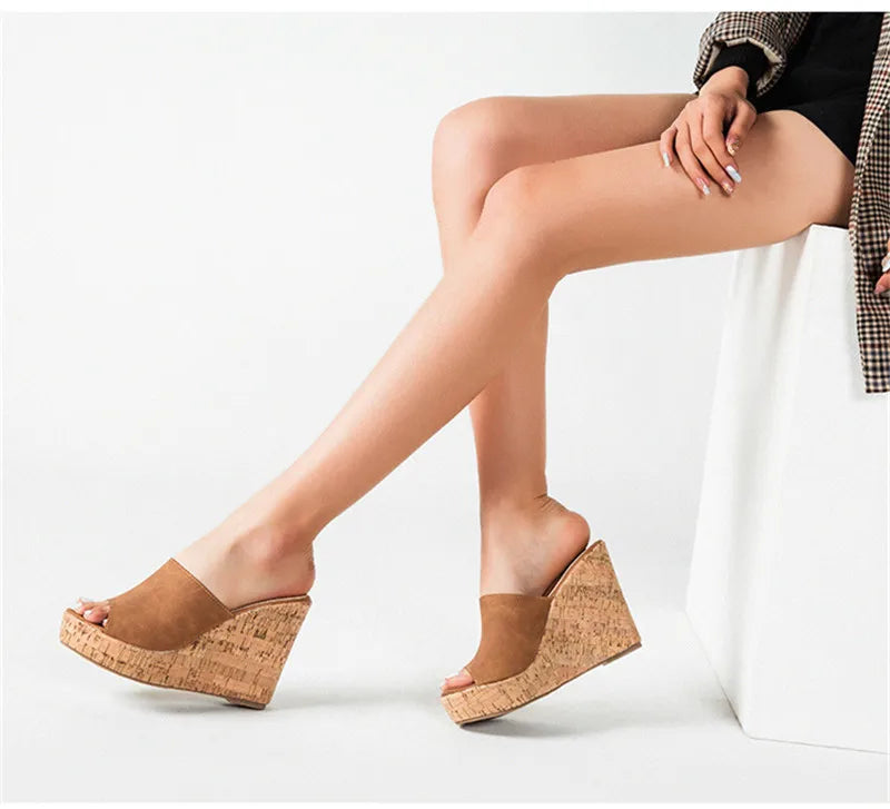 Comemore 2022 New Summer Woman Casual Platform Wedges Heels Slippers Fashion Open Toe Roman Women's Sandals Shoes Slides Mules