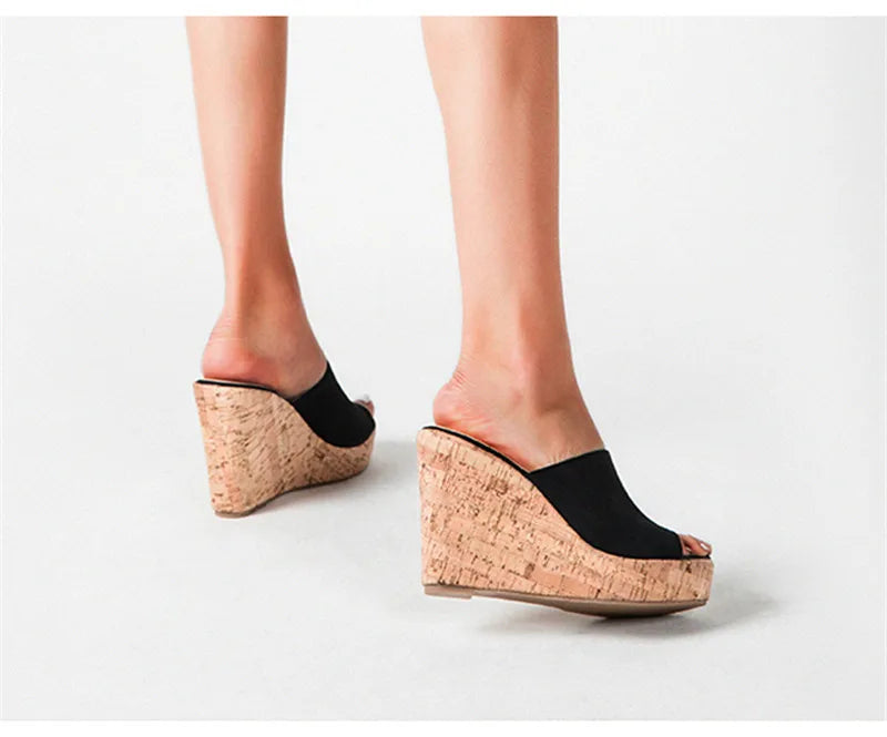 Comemore 2022 New Summer Woman Casual Platform Wedges Heels Slippers Fashion Open Toe Roman Women's Sandals Shoes Slides Mules