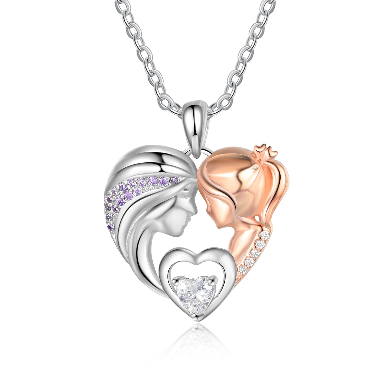 Personalized Mother and Daughter Pendant Necklace Heart Jewelry Custom Name Mothers Day Gift for Women Mom Wife Grandma Nana