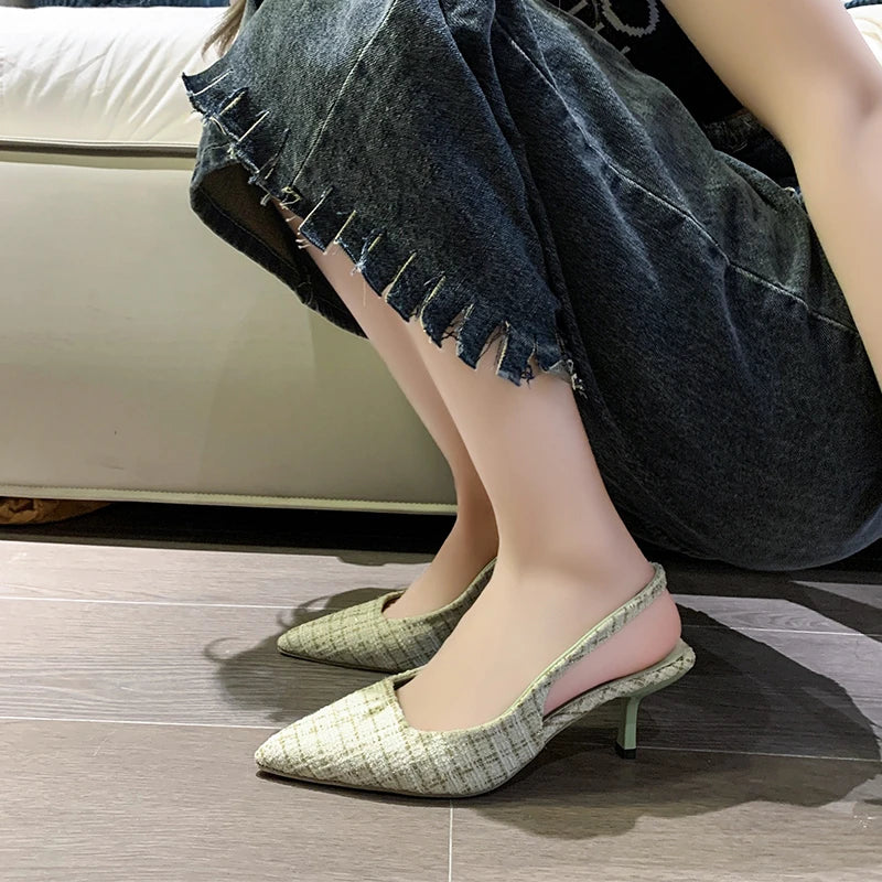 Fashion Women's Pointed High Heels Sandals Banquet Dress Wedding Party Pumps Designer Slingbacks Elegant Slingback Shoes Pumps