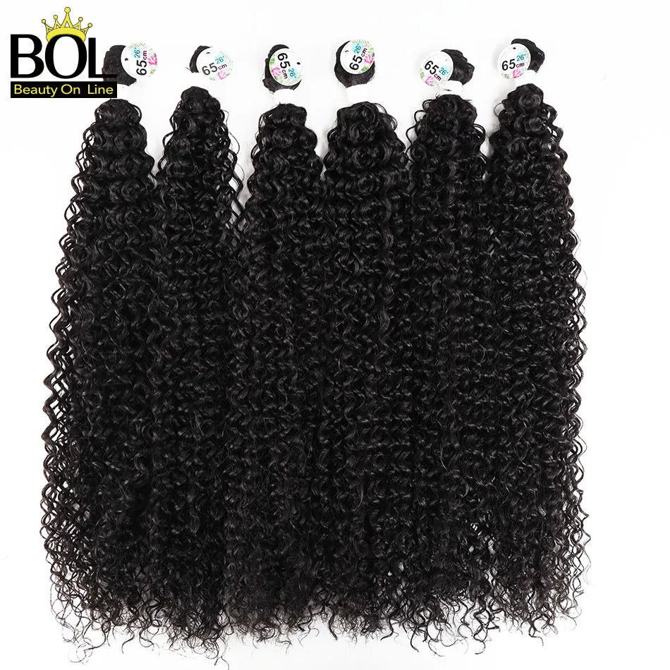 BOL Synthetic Kinky Curly Hair Extensions Long Jerry Curly Bundles Ombre Blonde Fake Crochet Hair For Women Heat Resistant Wave