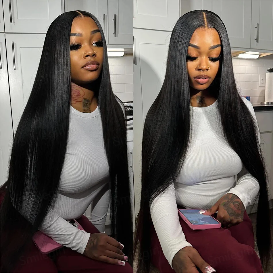 220 Density 13x6 straight Lace Front Human Hair Wigs Pre Plucked 40 Inch Loose 13x4 Hd Lace Frontal Wig Brazilian Hair For Women