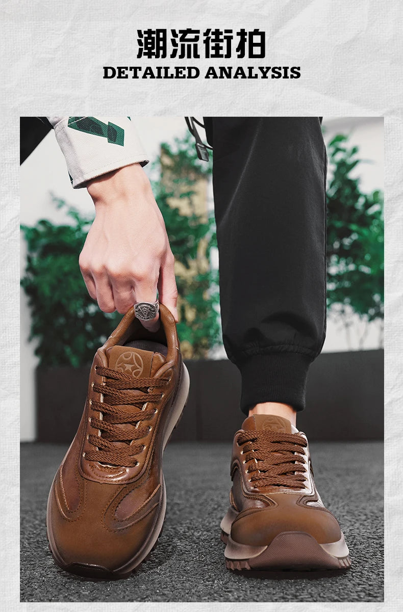 Trendy Men Shoes All Seasons Leather Casual Sneakers Korean Style Fashion Running Shoes Non-slip Wear-resistant Mens Sports Shoe