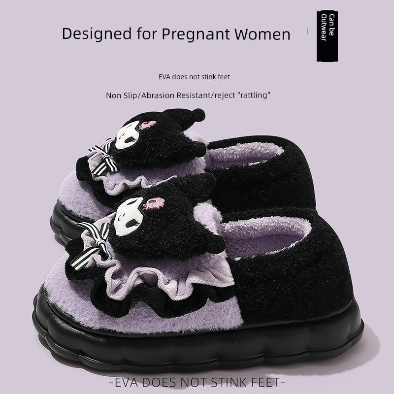 Thick Sole Clow M Bag Heel Cute Fleece-Lined Cotton Slippers